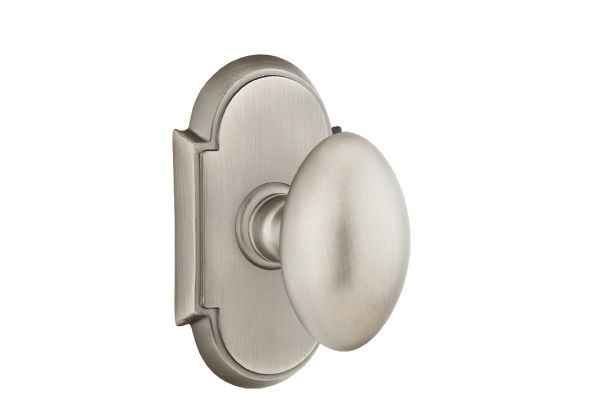 Emtek Knob 2-3/8" Backset Privacy with # 8 Rose for 1-1/4" to 2" Door - Reversible in Pewter