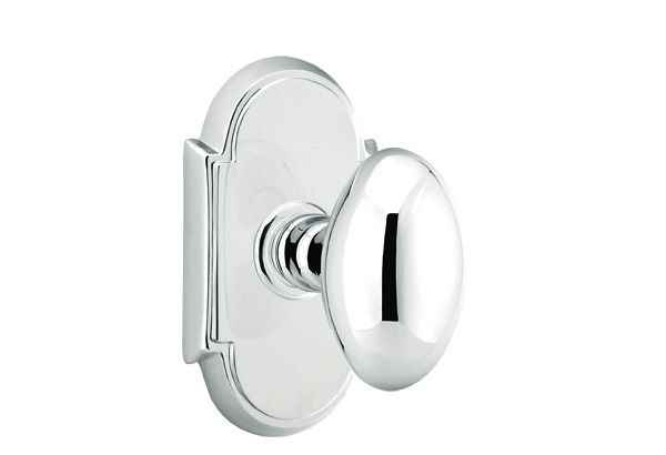 Emtek Knob 2-3/8" Backset Privacy with # 8 Rose for 1-1/4" to 2" Door - Reversible in Polished Chrome