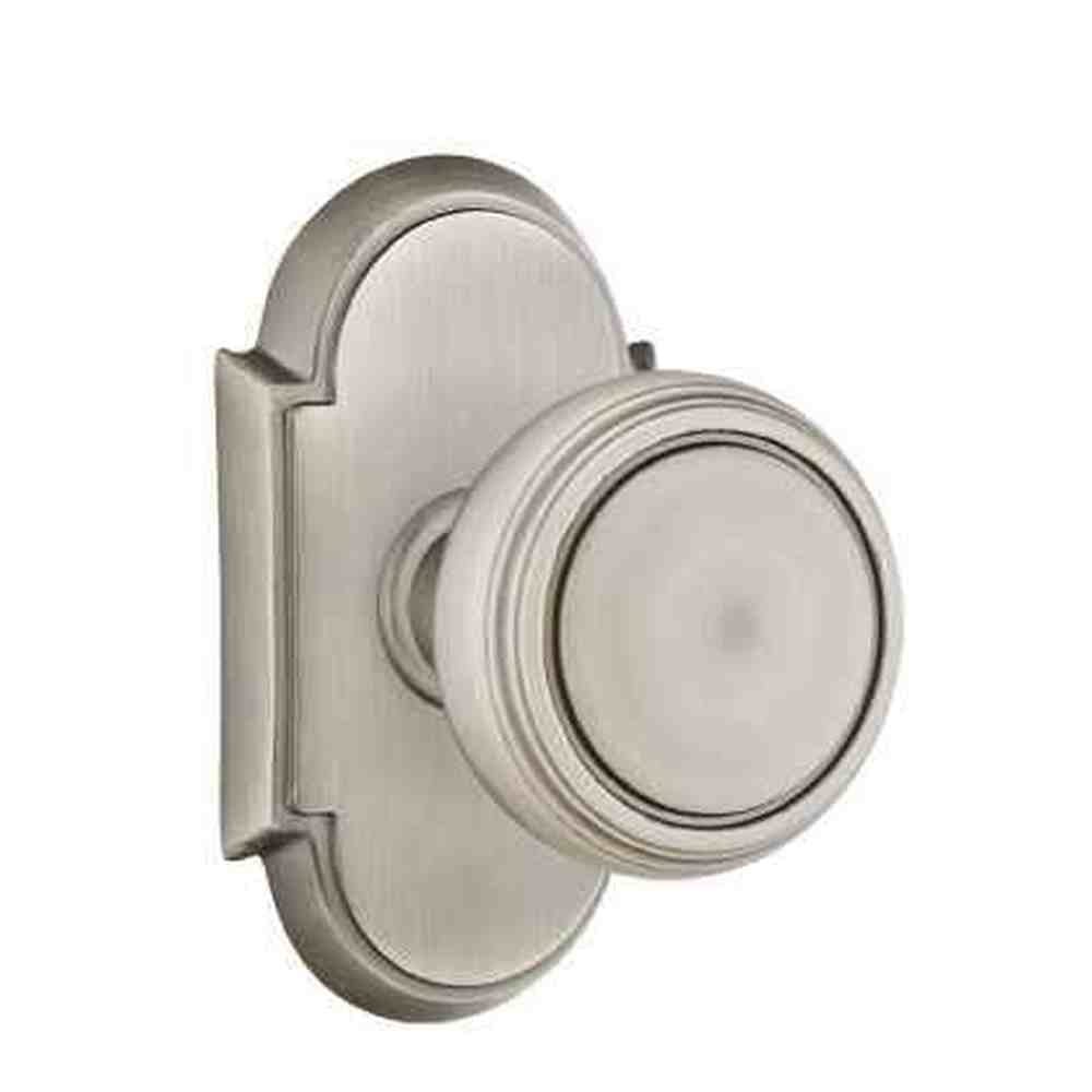 Emtek Knob 2-3/8" Backset Privacy with # 8 Rose for 1-1/4" to 2" Door - Reversible in Pewter
