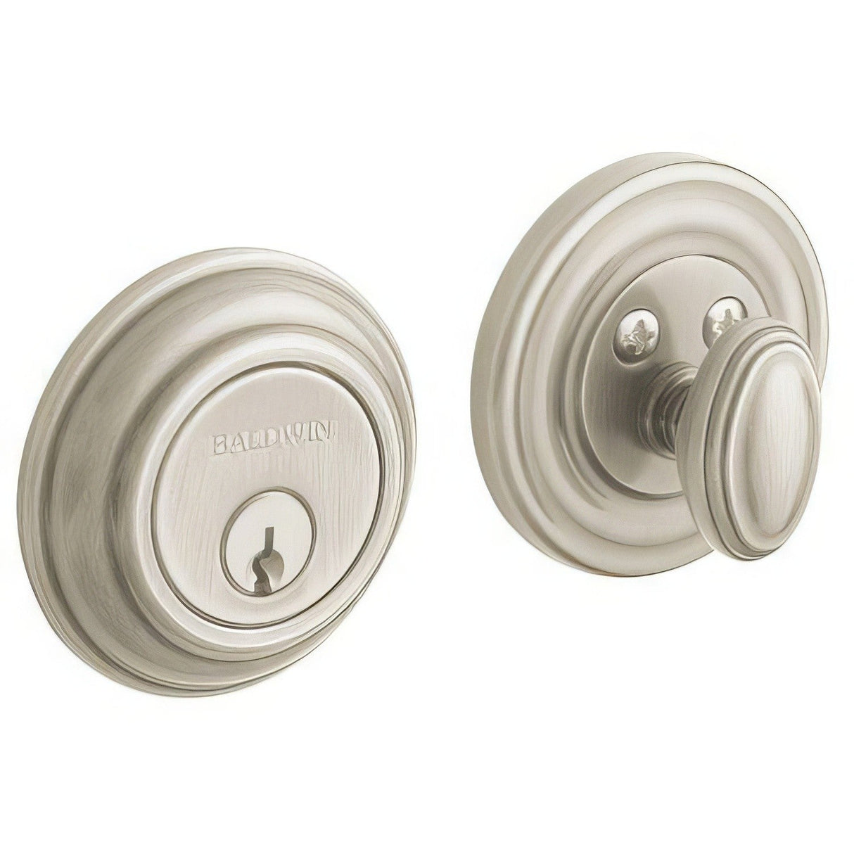 Baldwin 8231056 lifetime satin nickel single cylinder deadbolt