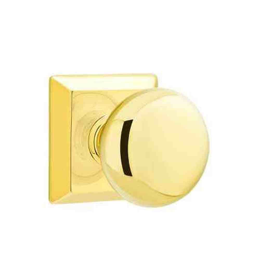 Emtek Knob 2-3/8" Backset Privacy with Quincy Rose for 1-1/4" to 2" Door in Polished Brass Lifetime