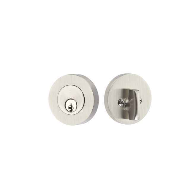 Emtek Disc Single Cylinder Deadbolt with 2-3/8" and 2-3/4" Backset for 1-3/4" Door in Satin Nickel