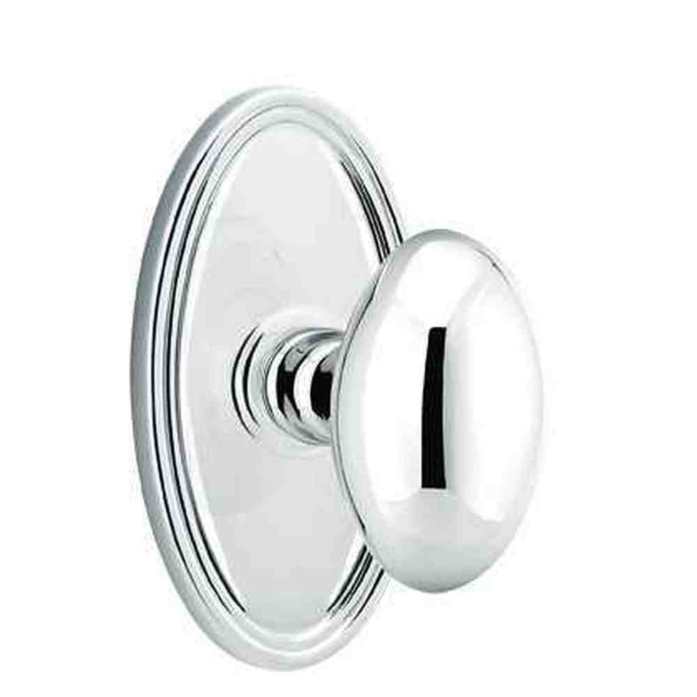 Emtek Knob Dummy Pair with Oval Rose for 1-1/4" to 2" Door - Reversible in Polished Chrome