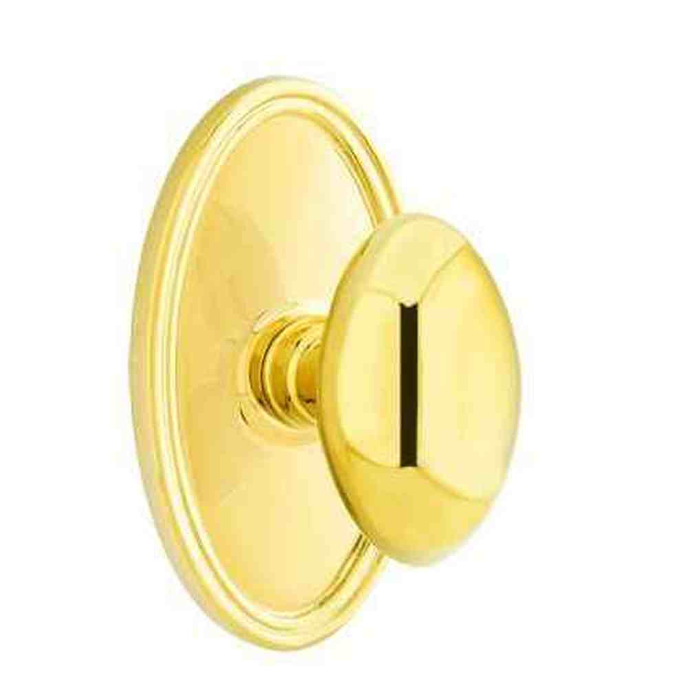 Emtek Knob Dummy Pair with Oval Rose for 1-1/4" to 2" Door - Reversible in Polished Brass Lifetime