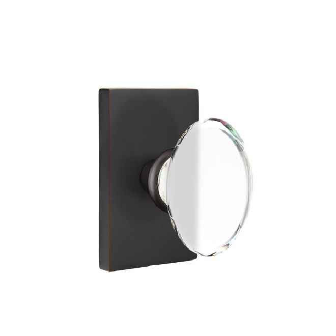 Emtek Glass Knob Dummy Pair with Rectangular Rose for 1-1/4" to 2" Door - Reversible in Oil Rubbed Bronze