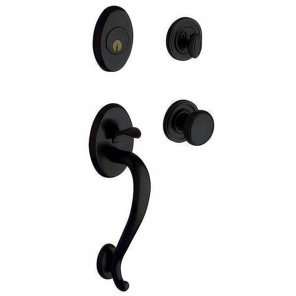 Baldwin 85315190DBLC satin black double cylinder handleset