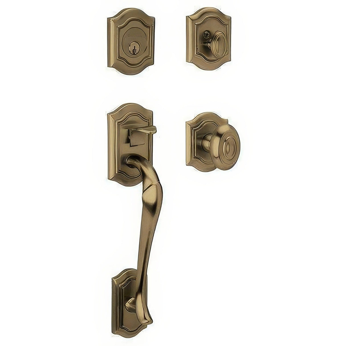 Baldwin 85327050DBLC satin brass and black double cylinder handleset