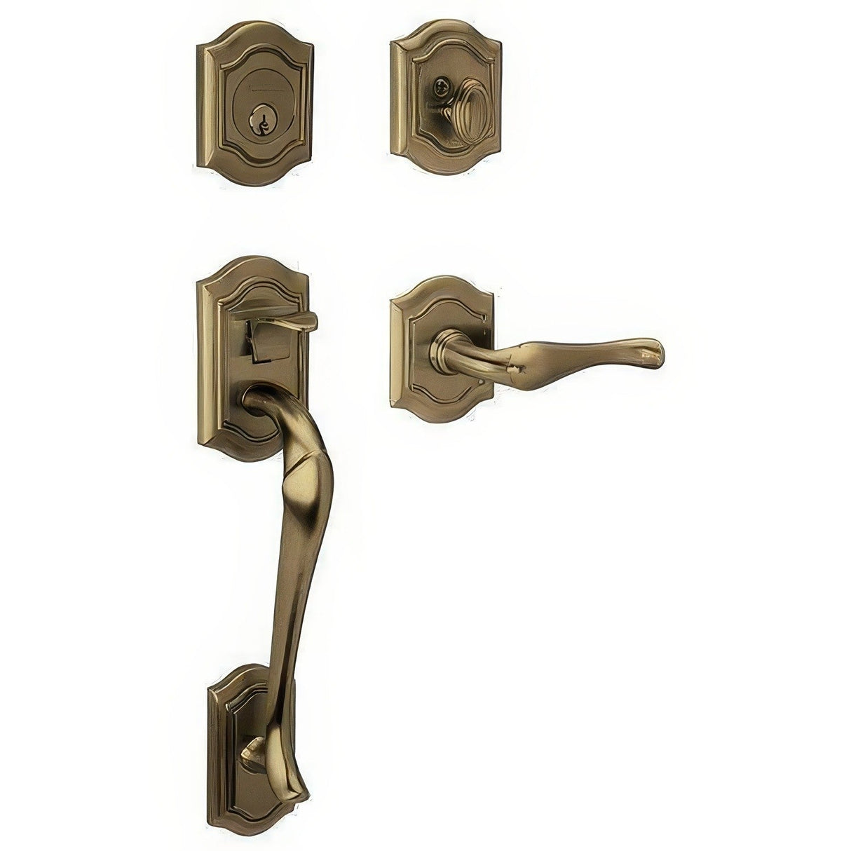 Baldwin 85327050LFD satin brass and black dummy handleset