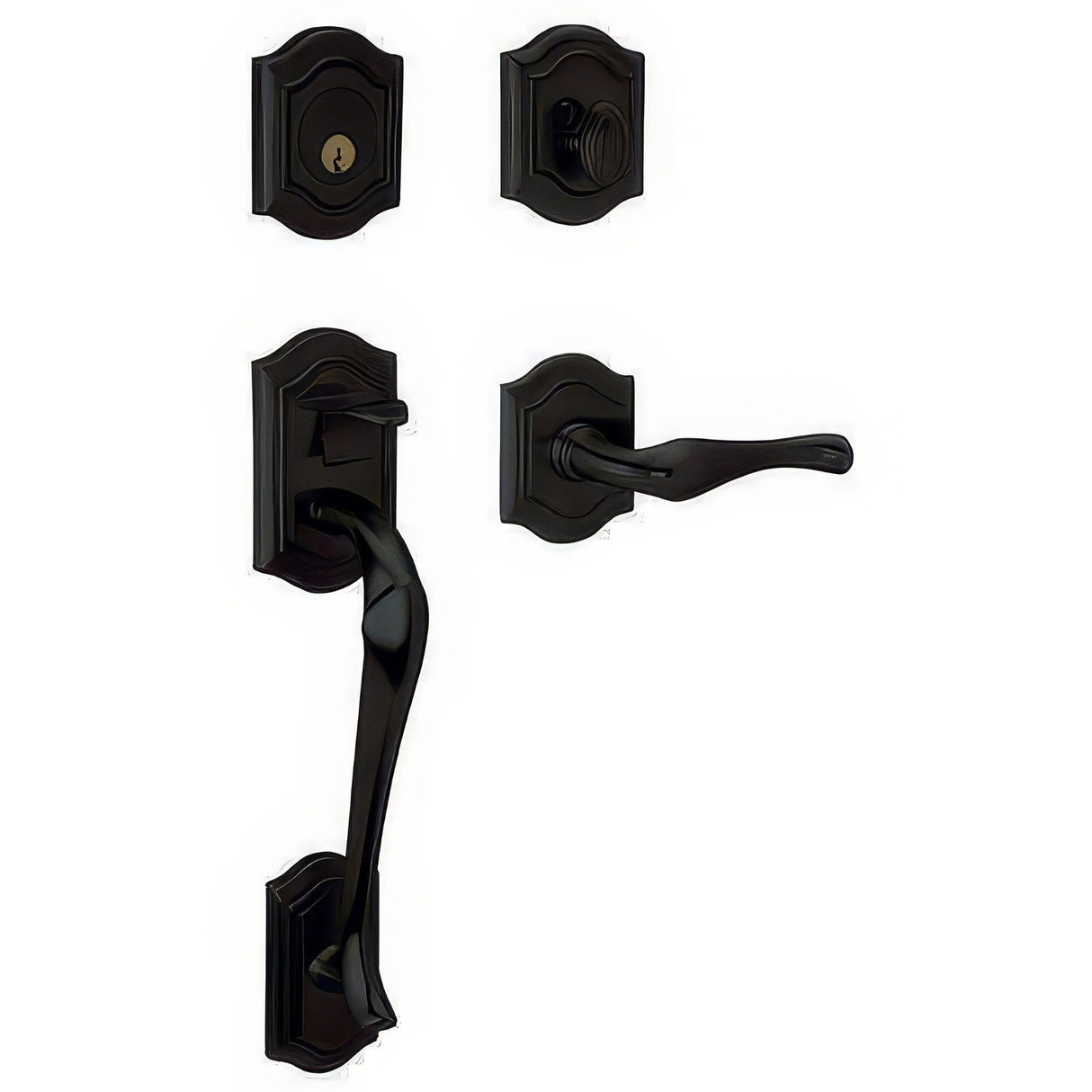 Baldwin 85327190RDBL satin black double cylinder handleset