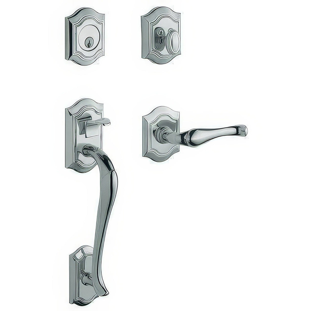 Baldwin 85327260RENT Bethpage, Images single cylinder handleset in satin nickel, additional view