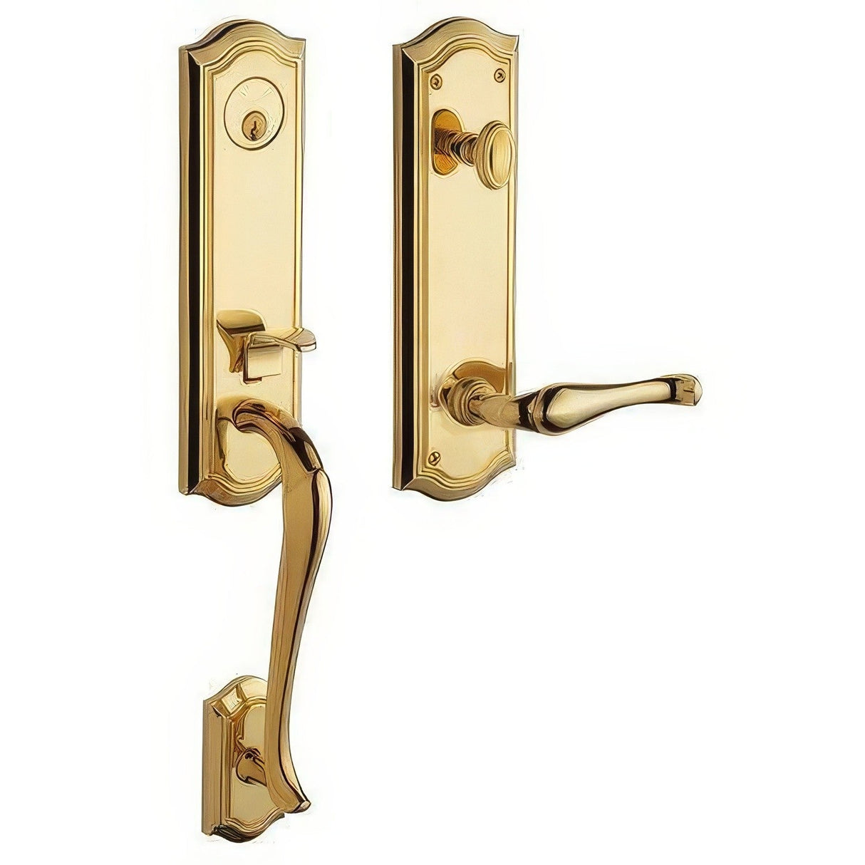 Baldwin 85337003RENT lifetime polished brass single cylinder handleset