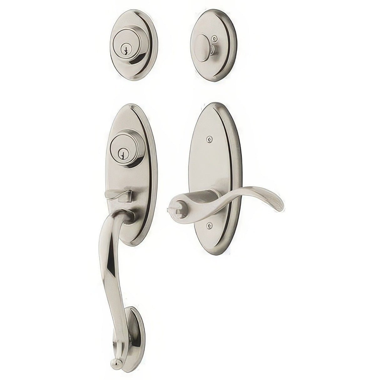 Baldwin 853450552LH lifetime polished nickel single cylinder handleset