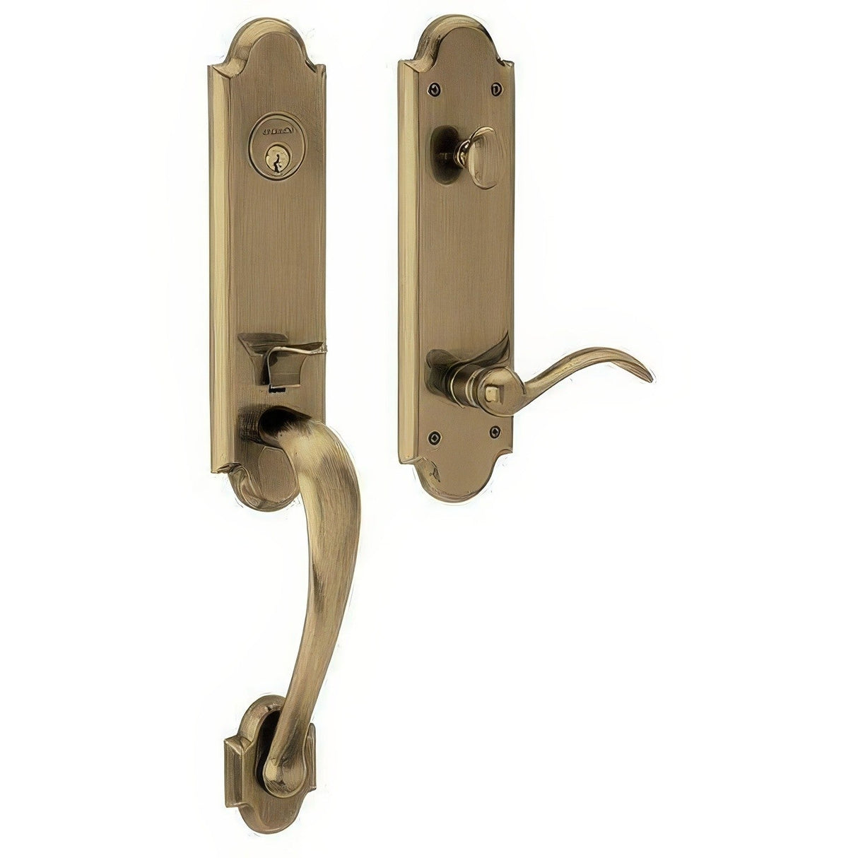 Baldwin 85354050RENT satin brass and black single cylinder handleset