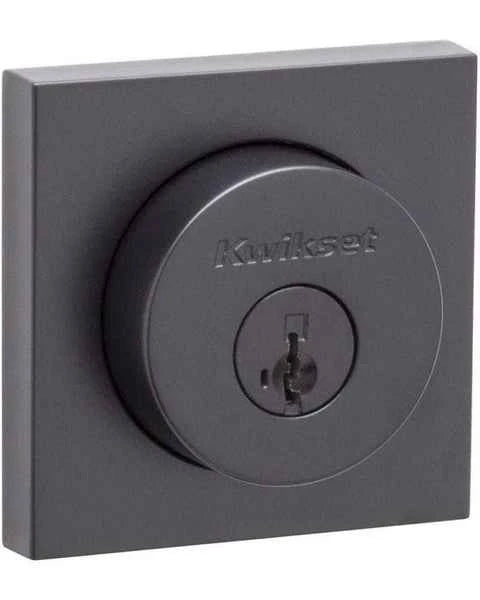 Kwikset 982SQT Single Cylinder Halifax Square Rose Deadbolt SmartKey in Bright Chrome