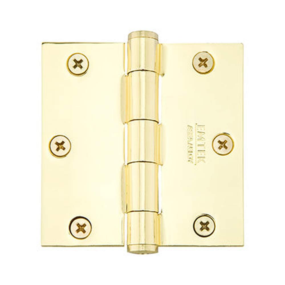 Emtek 96113US3 Pair of 3-1/2" x 3-1/2" Square Solid Brass Residential Duty Hinges Polished Brass Lifetime Finish