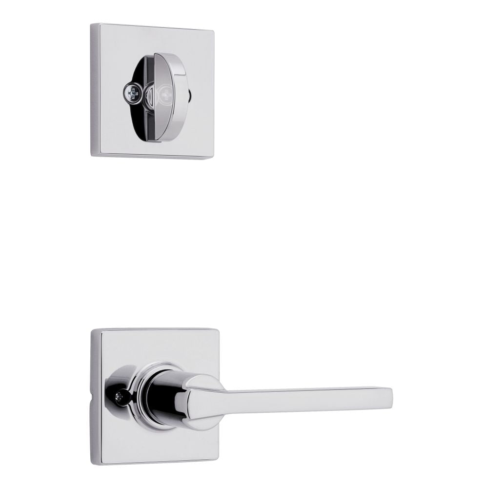 Kwikset Casey Handleset Trim with Square Rose in Bright Chrome