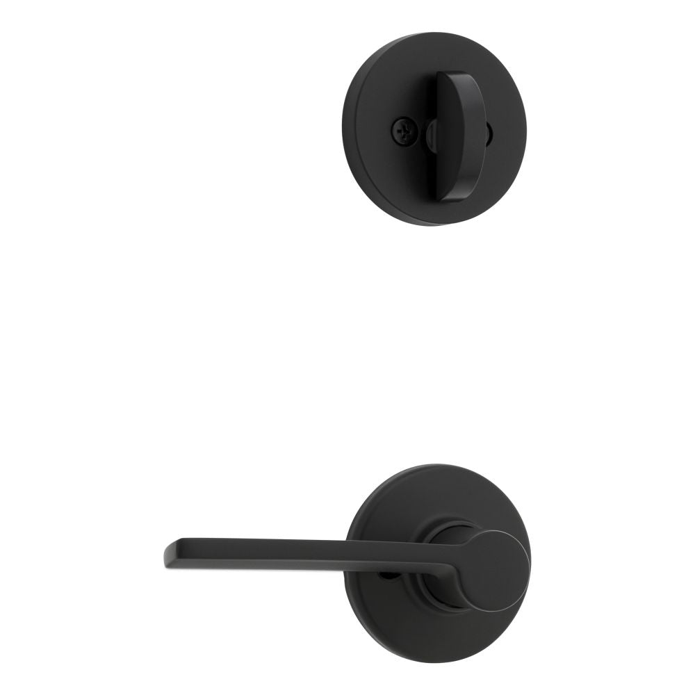 Kwikset Ladera Handleset Trim with Round Rose in Matte Black