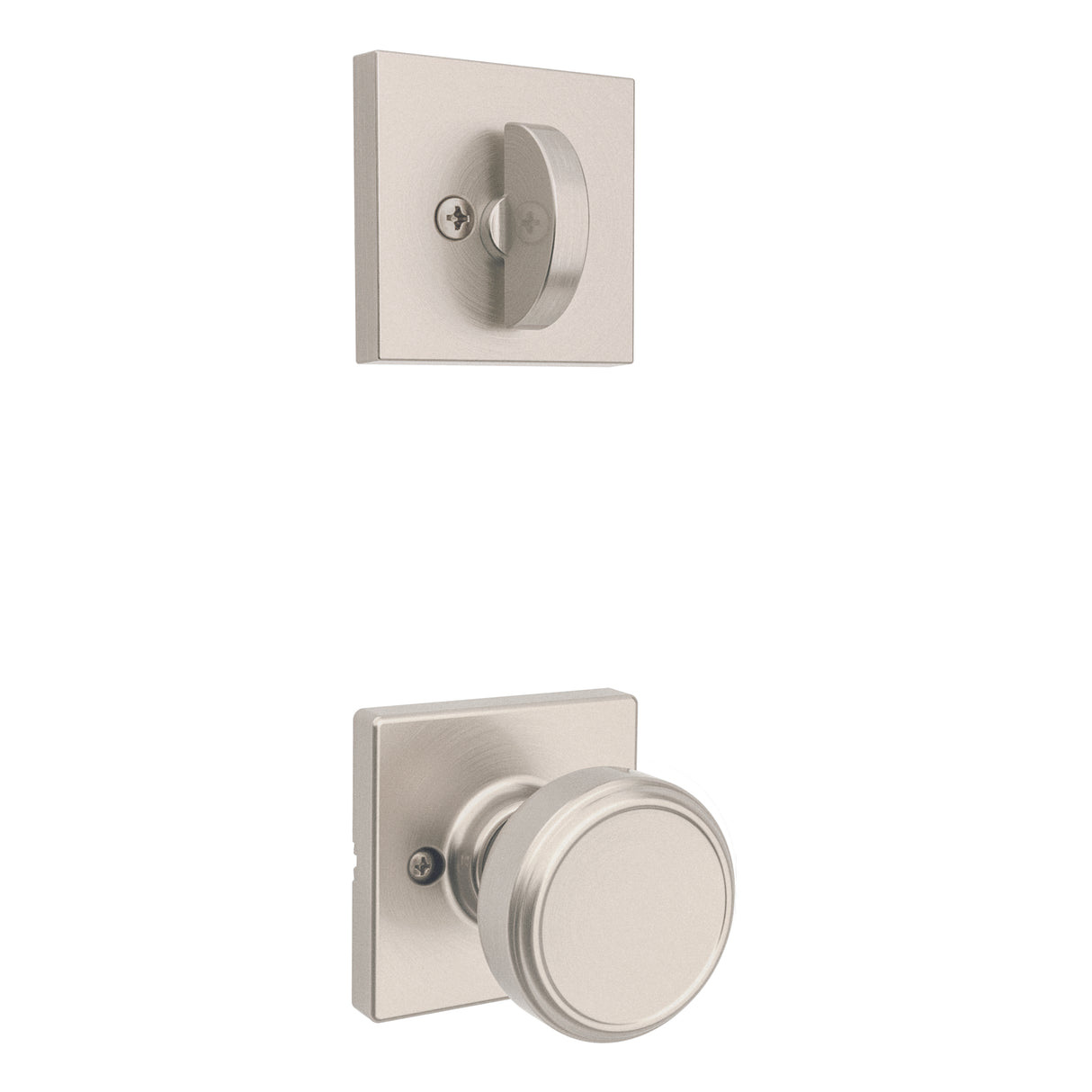 Kwikset Maven Handleset Trim with Square Rose in Satin Nickel