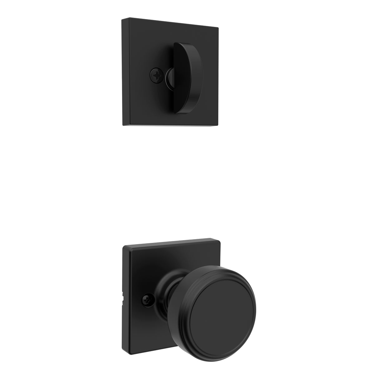 Kwikset Maven Handleset Trim with Square Rose in Matte Black