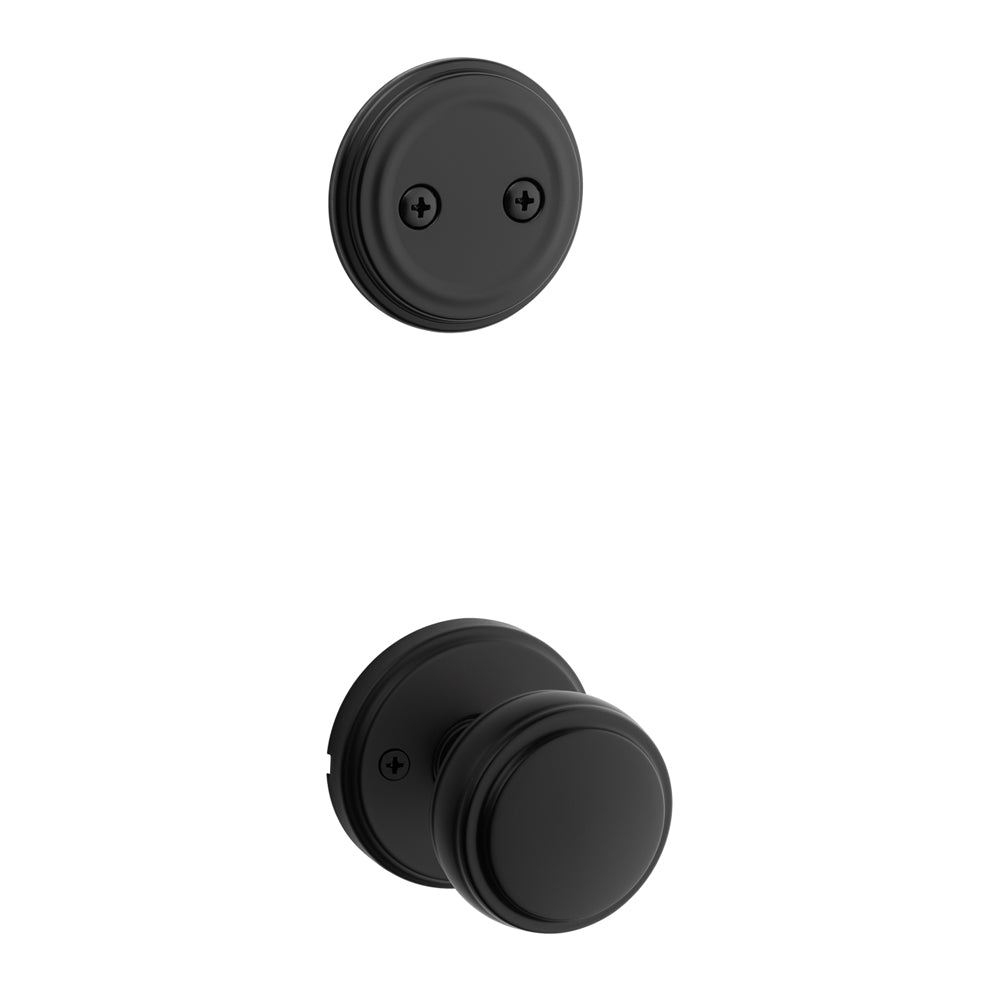 Kwikset Traditional Handleset Trim with Round Rose in Matte Black