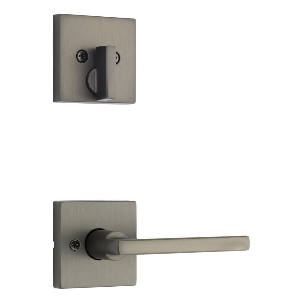 Kwikset Halifax Handleset Trim with Square Rose in Venetian Bronze