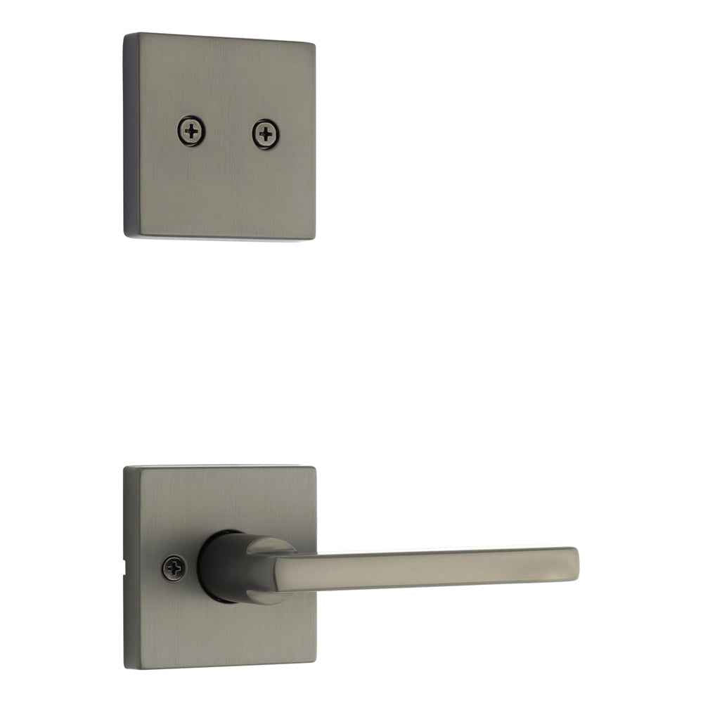 Kwikset Halifax Handleset Trim with Square Rose in Gunmetal