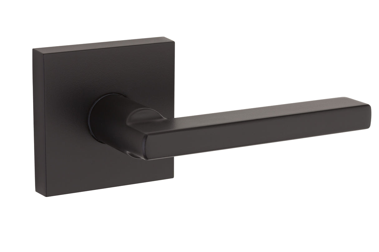 Kwikset Halifax Handleset Trim with Square Rose in Matte Black