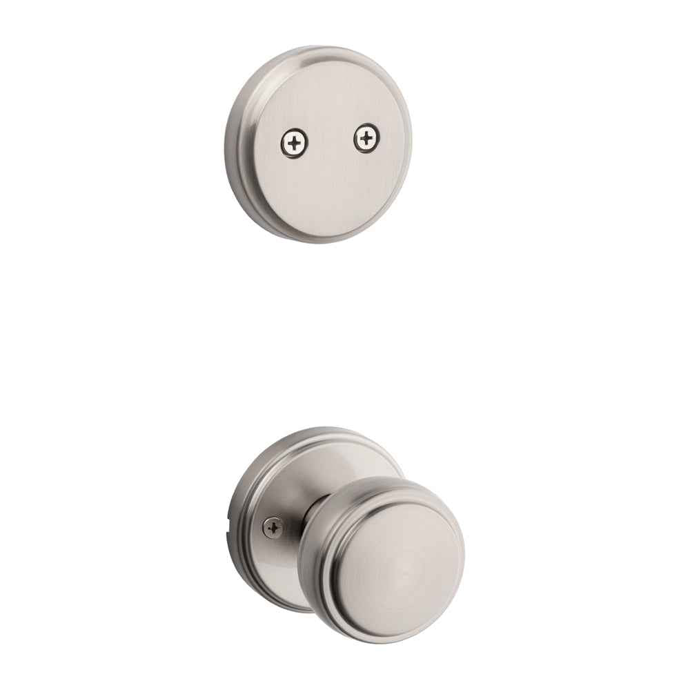 Kwikset Traditional Handleset Trim with Round Rose in Satin Nickel