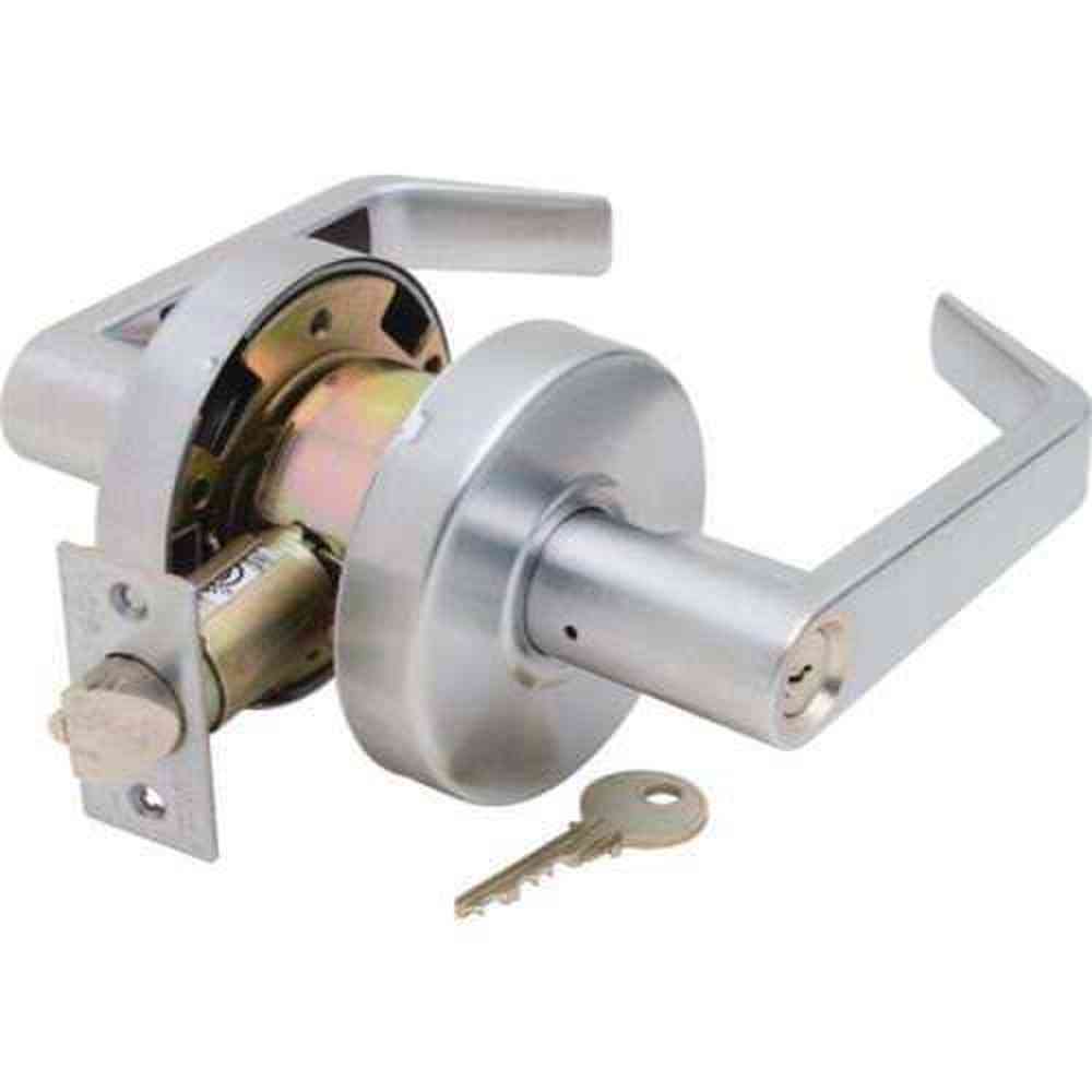 Yale AU4605LN626 satin chrome keyed storeroom entry door lever