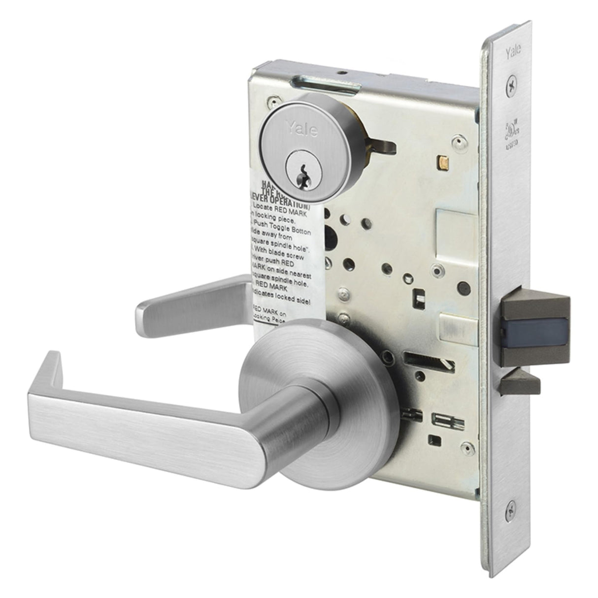 Yale AUR8809FL626SCHC Classroom Office Mortise Lock with Augusta Lever and Copenhagen Rose with Schlage C Keyway