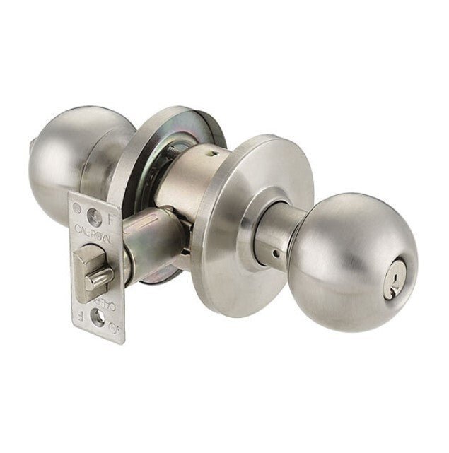 Cal-Royal BA00-32D keyed entry door knob in stainless steel, additional view