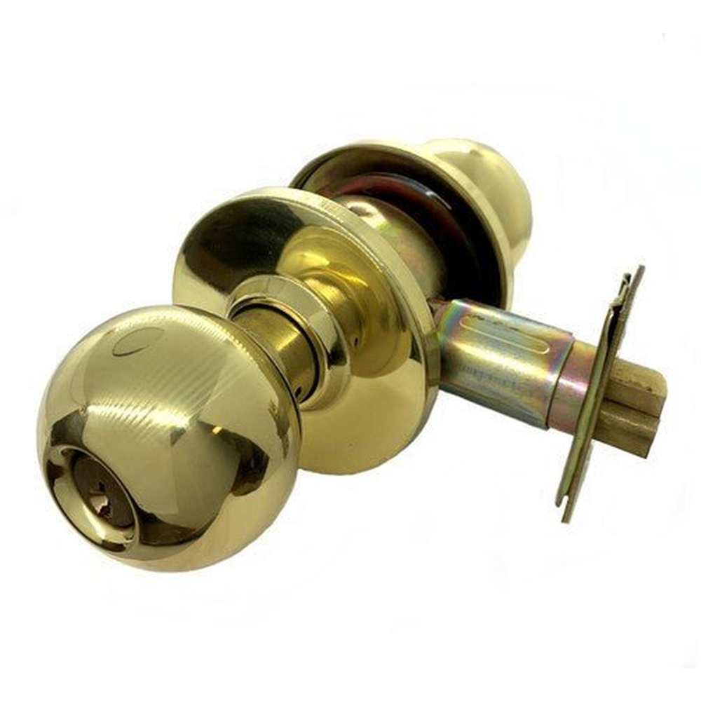 Cal-Royal BA00-3 bright polished brass keyed entry door knob
