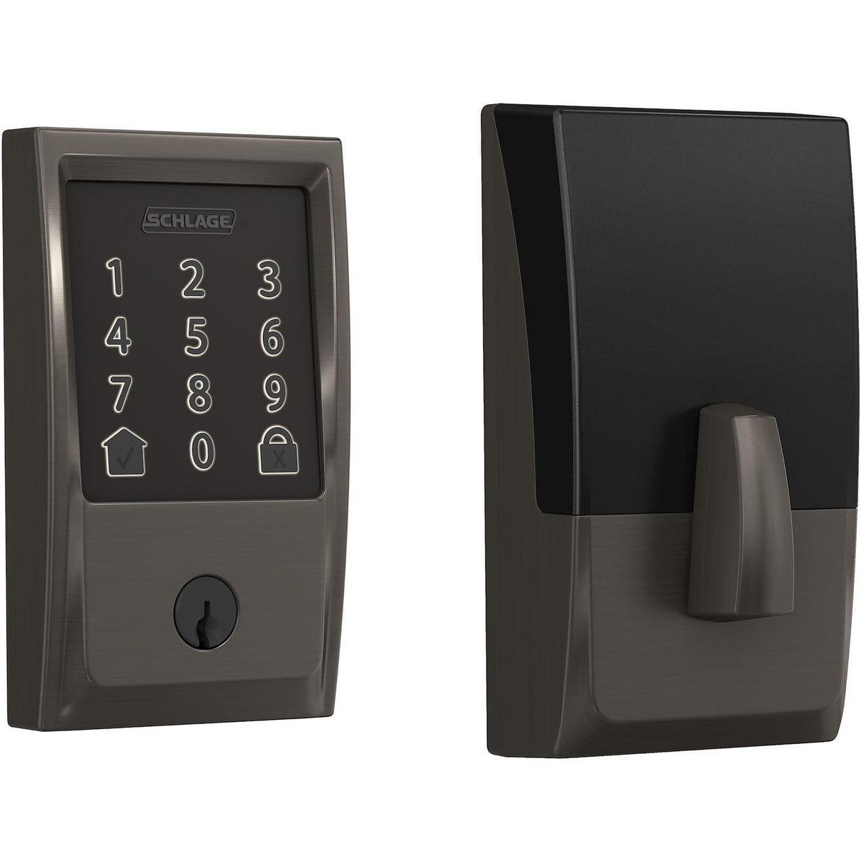 Schlage BE489WBCCEN530 black stainless touchscreen deadbolt