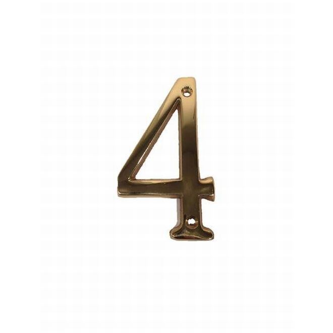 Don-Jo BN44605 #4 bright brass address number