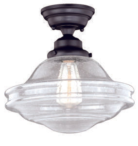 Vaxcel C0177 C0176 12" Huntley Steel Semi-Flush Mount Oil Rubbed Bronze