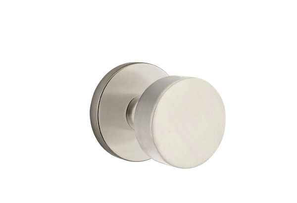 Emtek Knob 2-3/8" Backset Passage with Disk Rose with CF Mechanism for 1-3/8" to 1-3/4" Door - Reversible in Satin Nickel