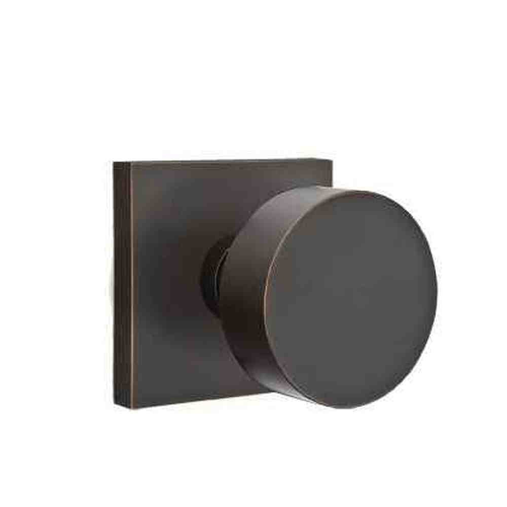 Emtek Knob 2-3/8" Backset Passage with Square Rose with CF Mechanism for 1-3/8" to 1-3/4" Door - Reversible in Oil Rubbed Bronze