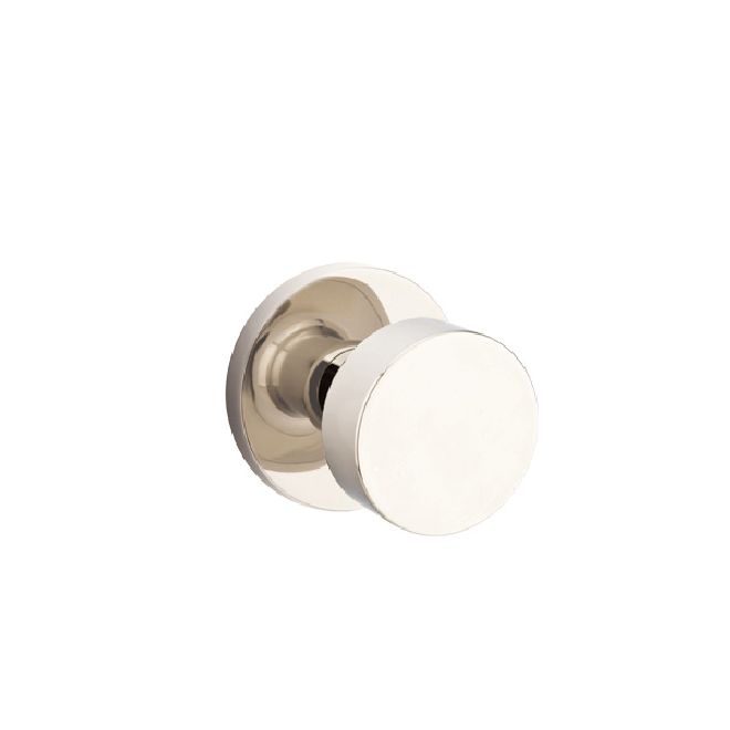 Emtek Knob 2-3/8" Backset Privacy with Disk Rose with CF Mechanism for 1-3/8" to 1-3/4" Door - Reversible in Polished Nickel Lifetime