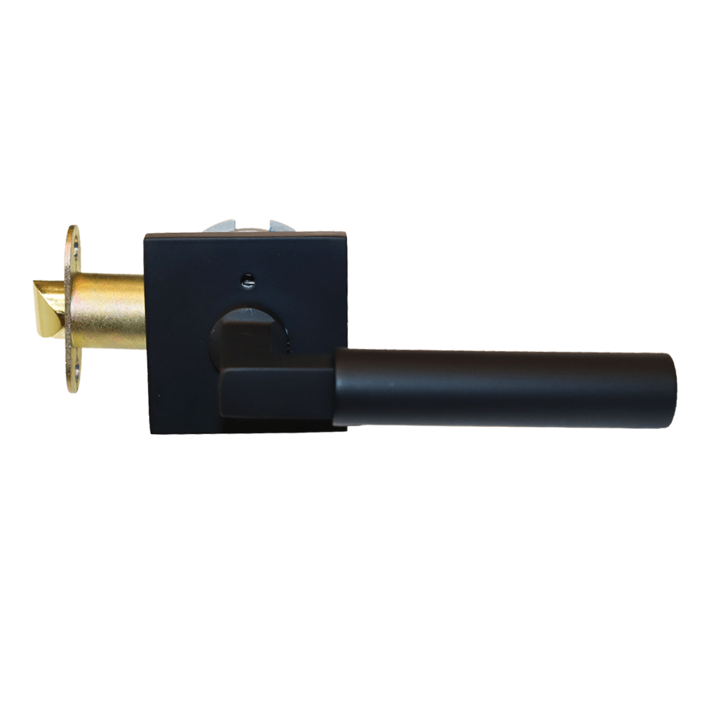 Emtek Lever 2-3/8" Backset Privacy with Square Rose with CF Mechanism for 1-3/8" to 1-3/4" Door - Reversible in Flat Black