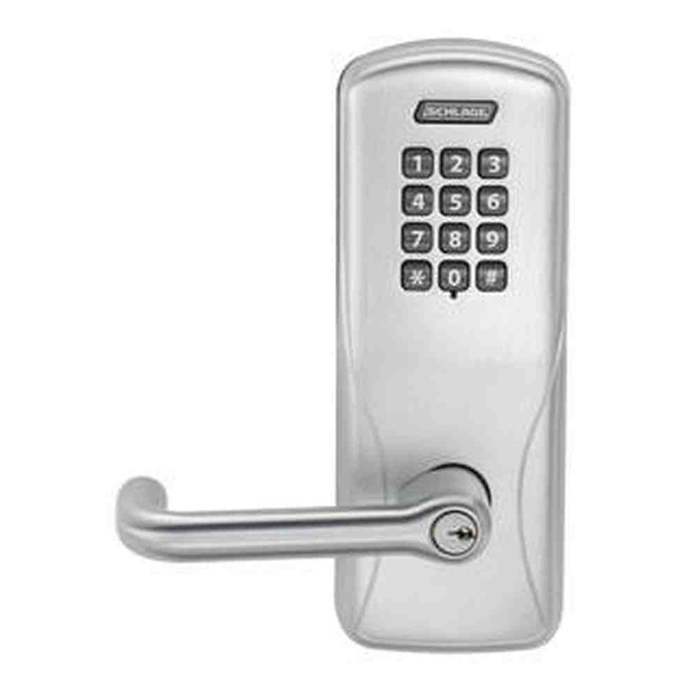 Schlage CO200MS70KPTLR626 satin chrome keypad entry door lever