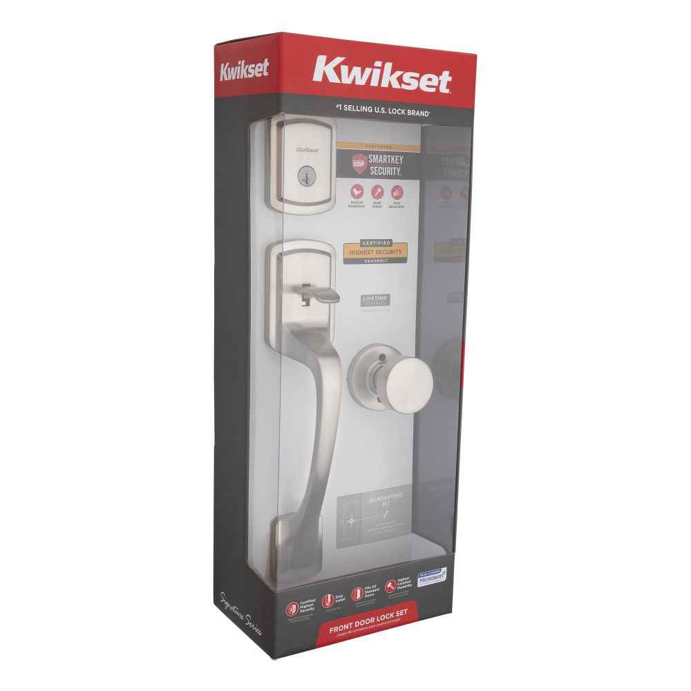 Kwikset CP818PGHPSKRDT Clear Pack Single Cylinder Prague Exterior Handleset in Satin Nickel