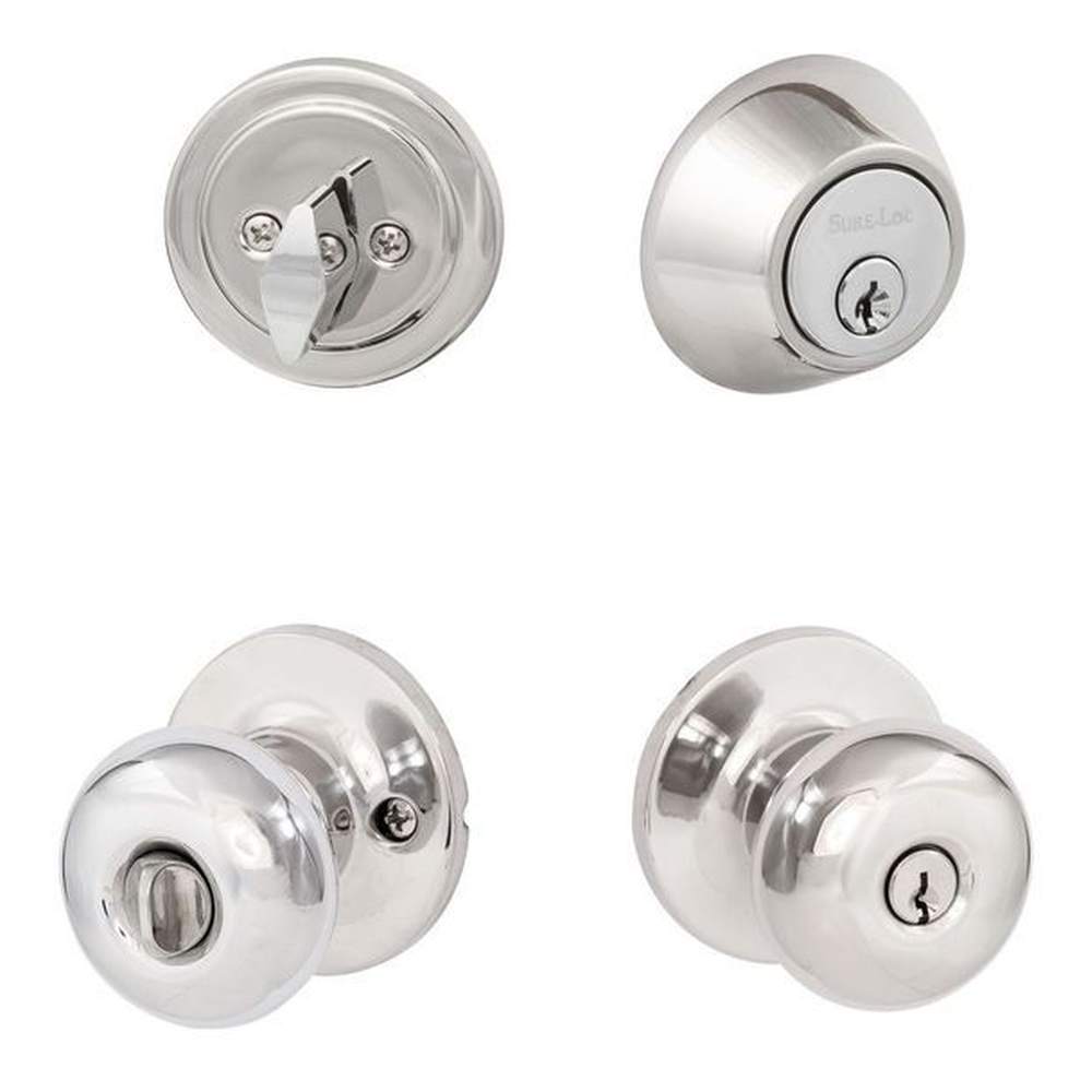 Sure-Loc DU107/DB201 26 polished chrome keyed entry knob and deadbolt