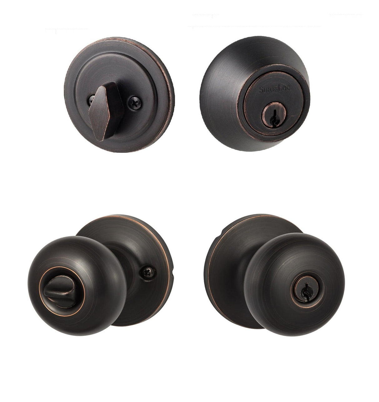 Sure-Loc DU107/DB201 11P vintage bronze keyed entry knob and deadbolt
