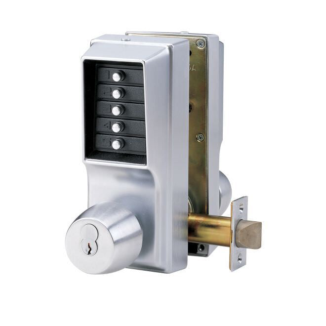 Kaba Simplex EE1021SEE102126D satin chrome combination entry with key override