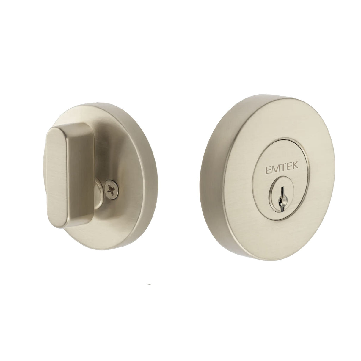Expressions by Emtek EE2100MB Single Cylinder Round Deadbolt with Kwikset Keyway in Satin Nickel