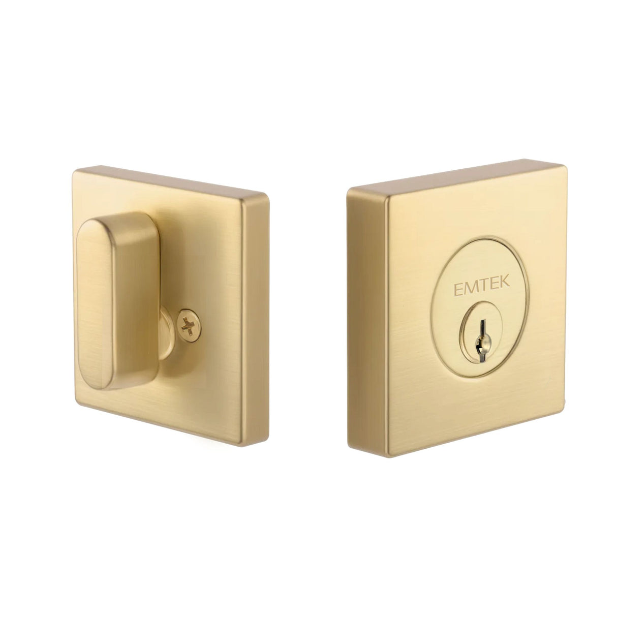Expressions by Emtek EE2110MB Single Cylinder Square Deadbolt with Kwikset Keyway in Satin Brass