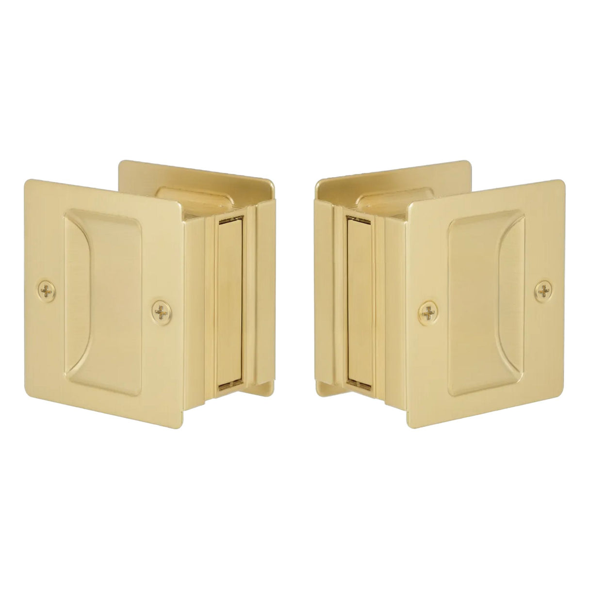 Expressions by Emtek EEPDSQU64MB Square Passage Standard Pocket Door Lock in Satin Brass