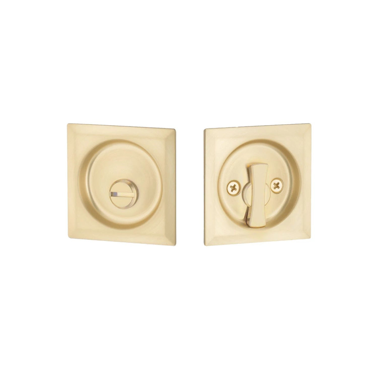 Expressions by Emtek EETPDSQU63MB Square Privacy Tubular Pocket Door Lock in Satin Brass