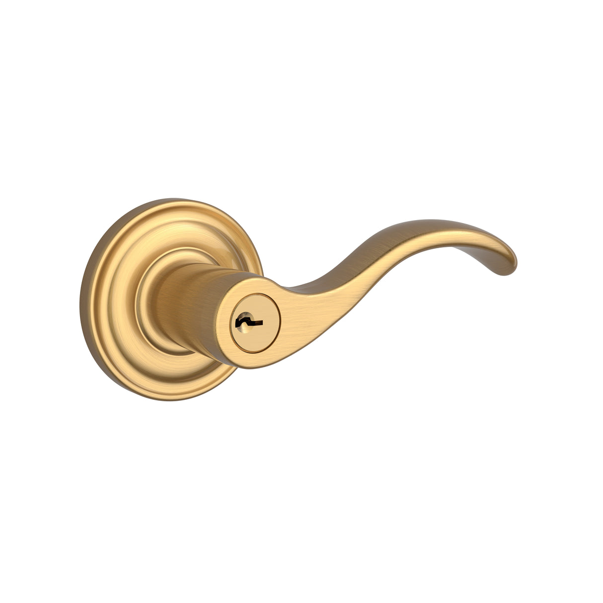 Baldwin ENCURTRR044 satin brass keyed entry door lever