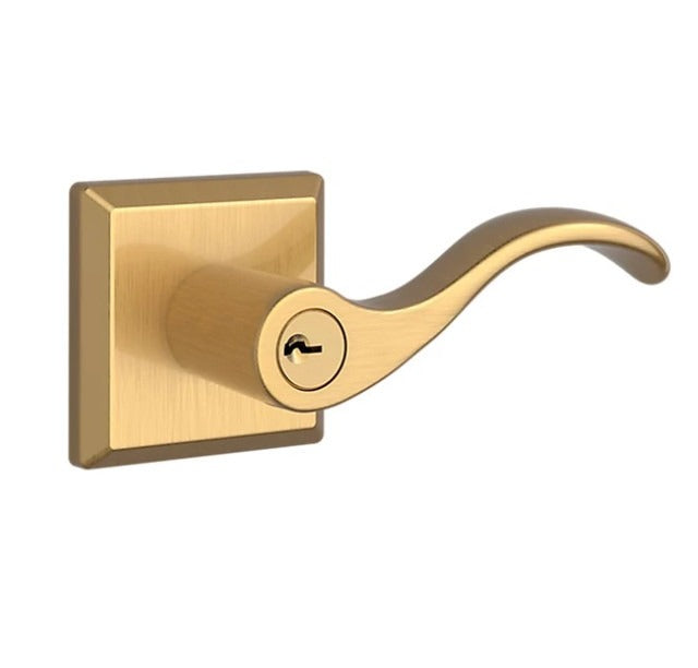 Baldwin ENCURTSR044 satin brass keyed entry door lever